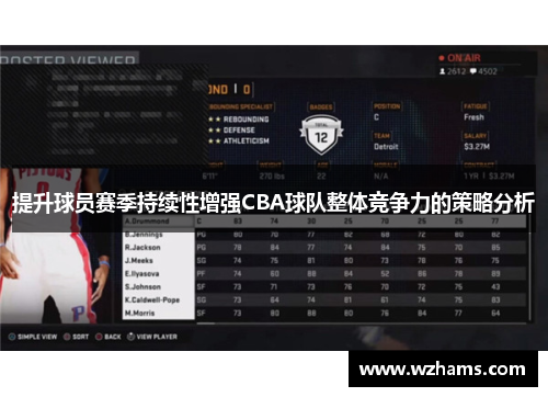 提升球员赛季持续性增强CBA球队整体竞争力的策略分析